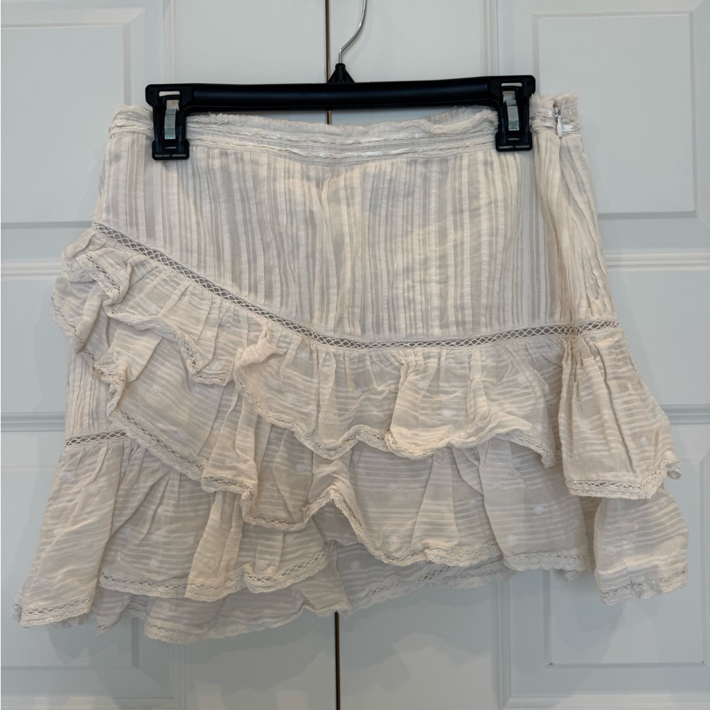 Love Shack Fancy Ruffle/Lace Linen Skirt